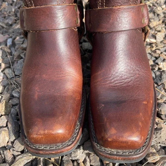 Frye Classic Harness Brown Leather Western Women’s Boots 6.5 Neoprene SoleTech - Picture 7 of 12